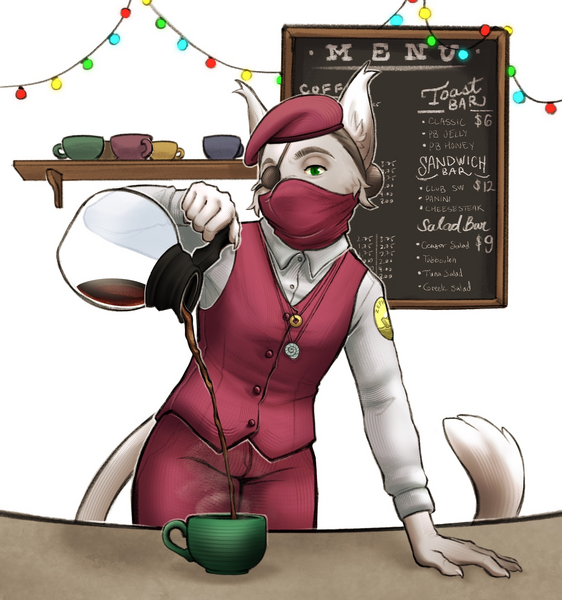 Tulkir barista - waistcoat - mask up